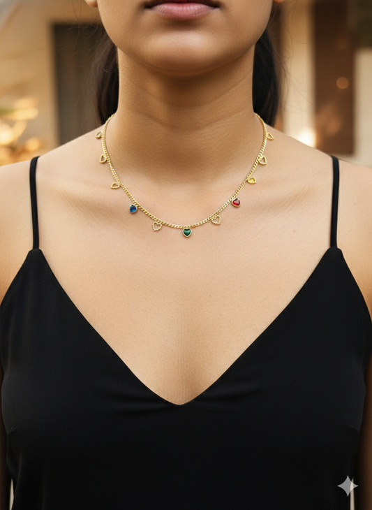 Cluster Heart Anti Tarnish Chain
