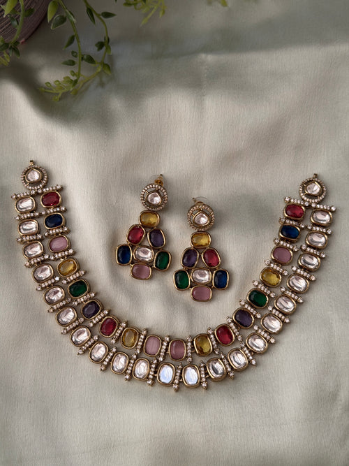 Shona dual Layer Navaratna Necklace