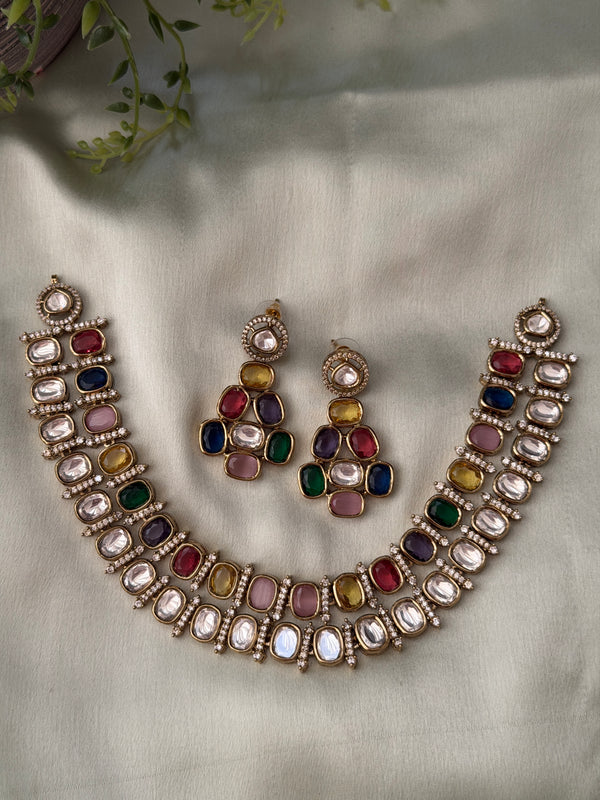 Shona dual Layer Navaratna Necklace