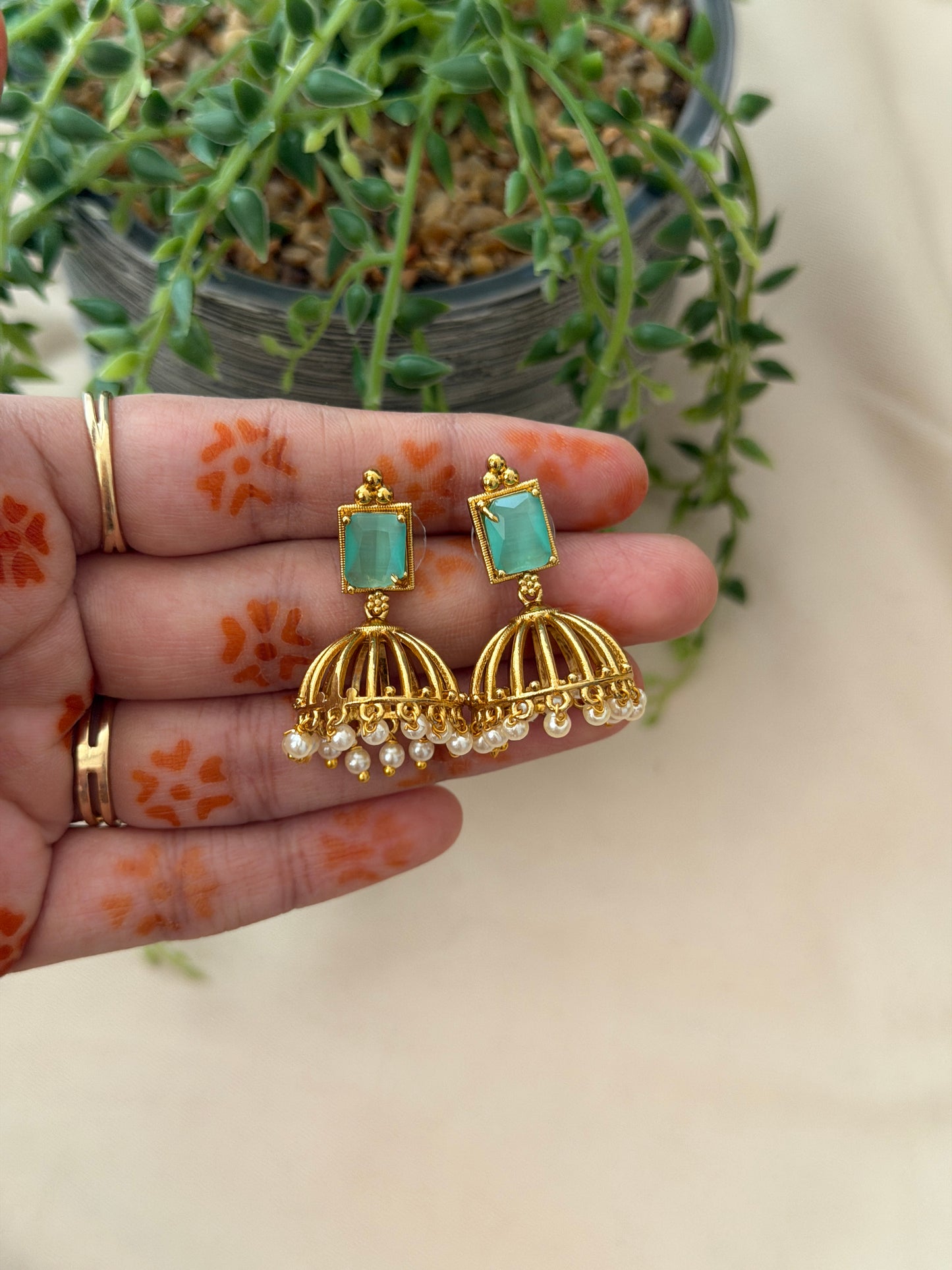 Precious Stone Jhumkas