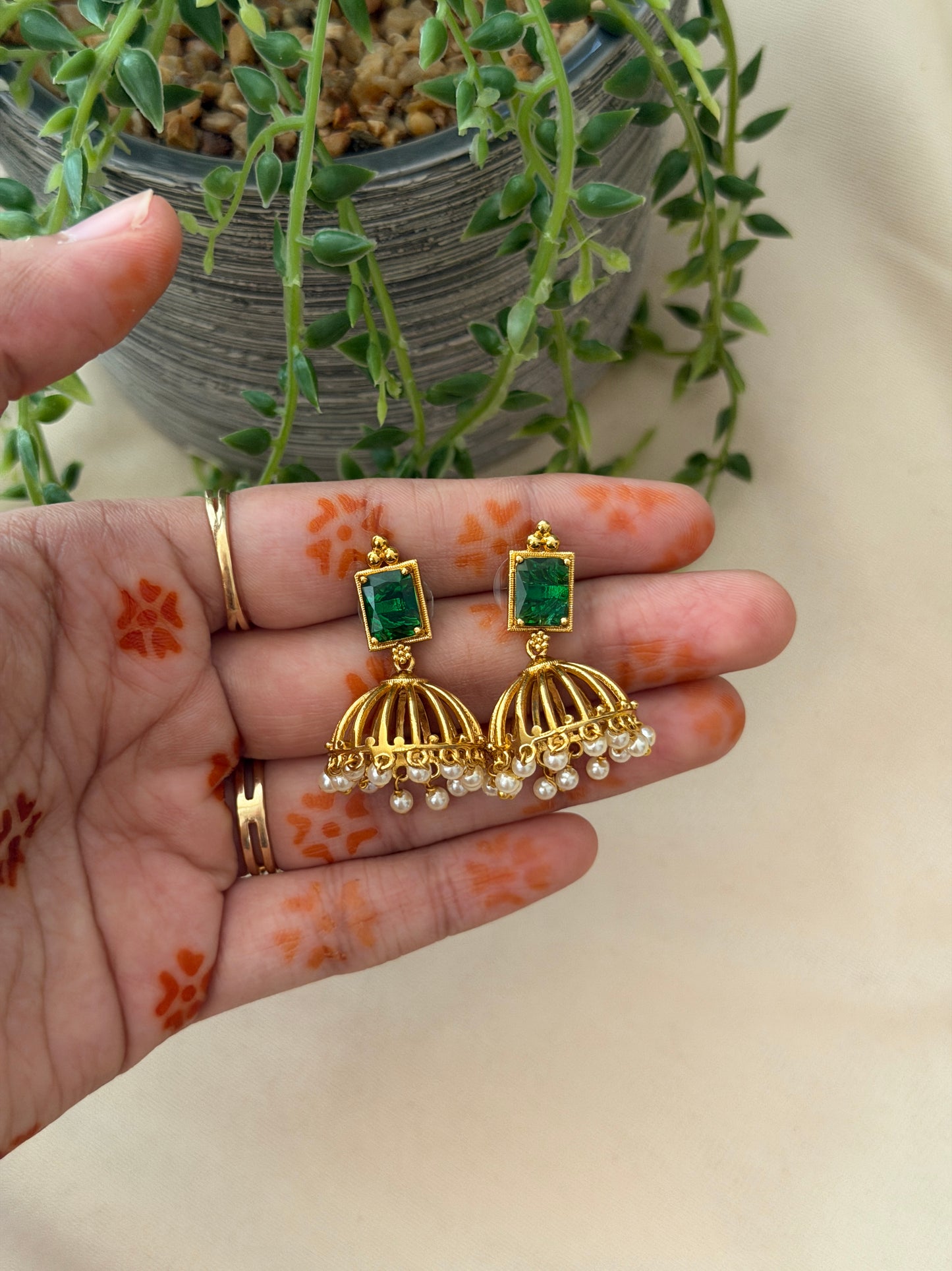 Precious Stone Jhumkas