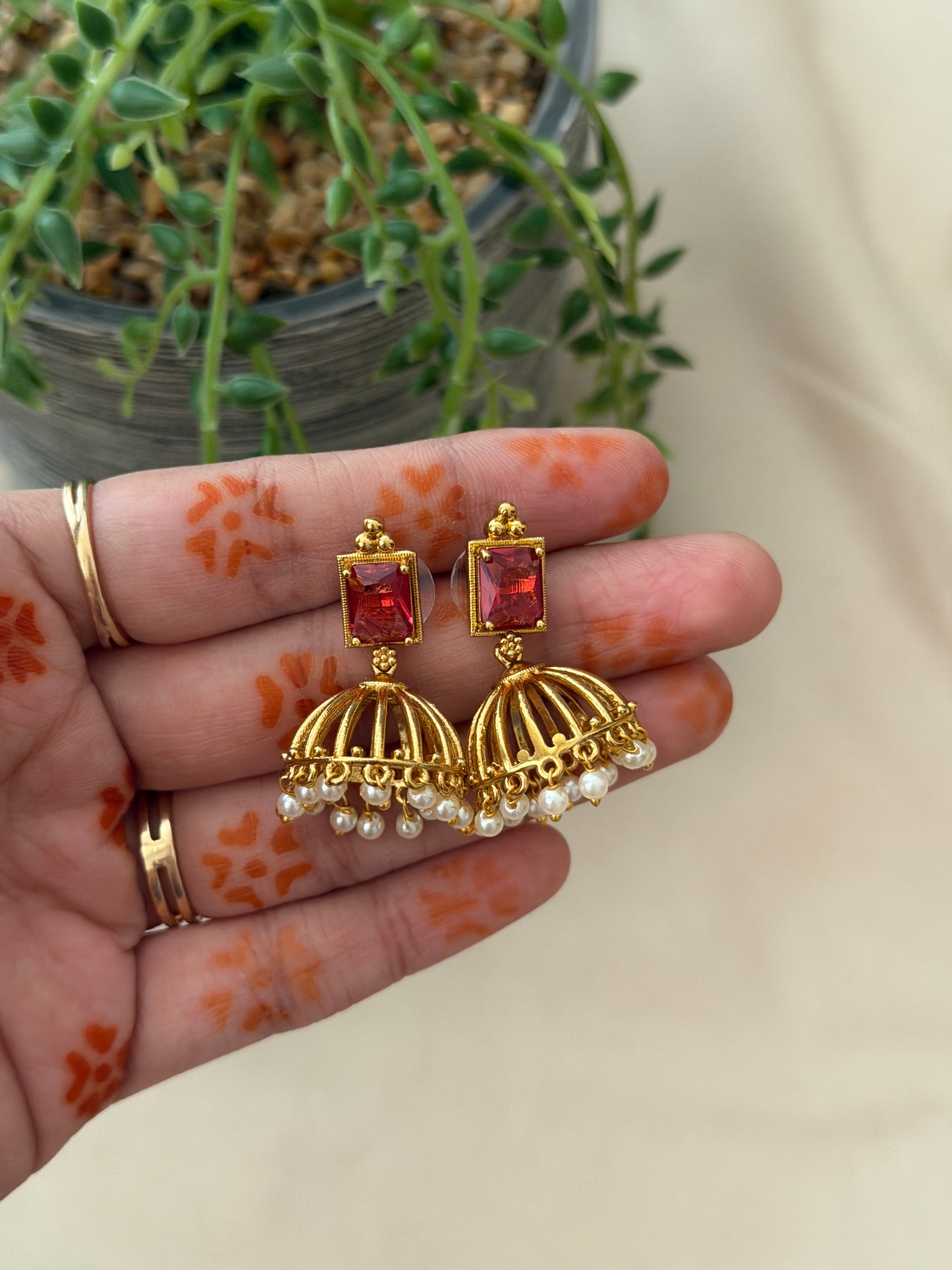 Precious Stone Jhumkas
