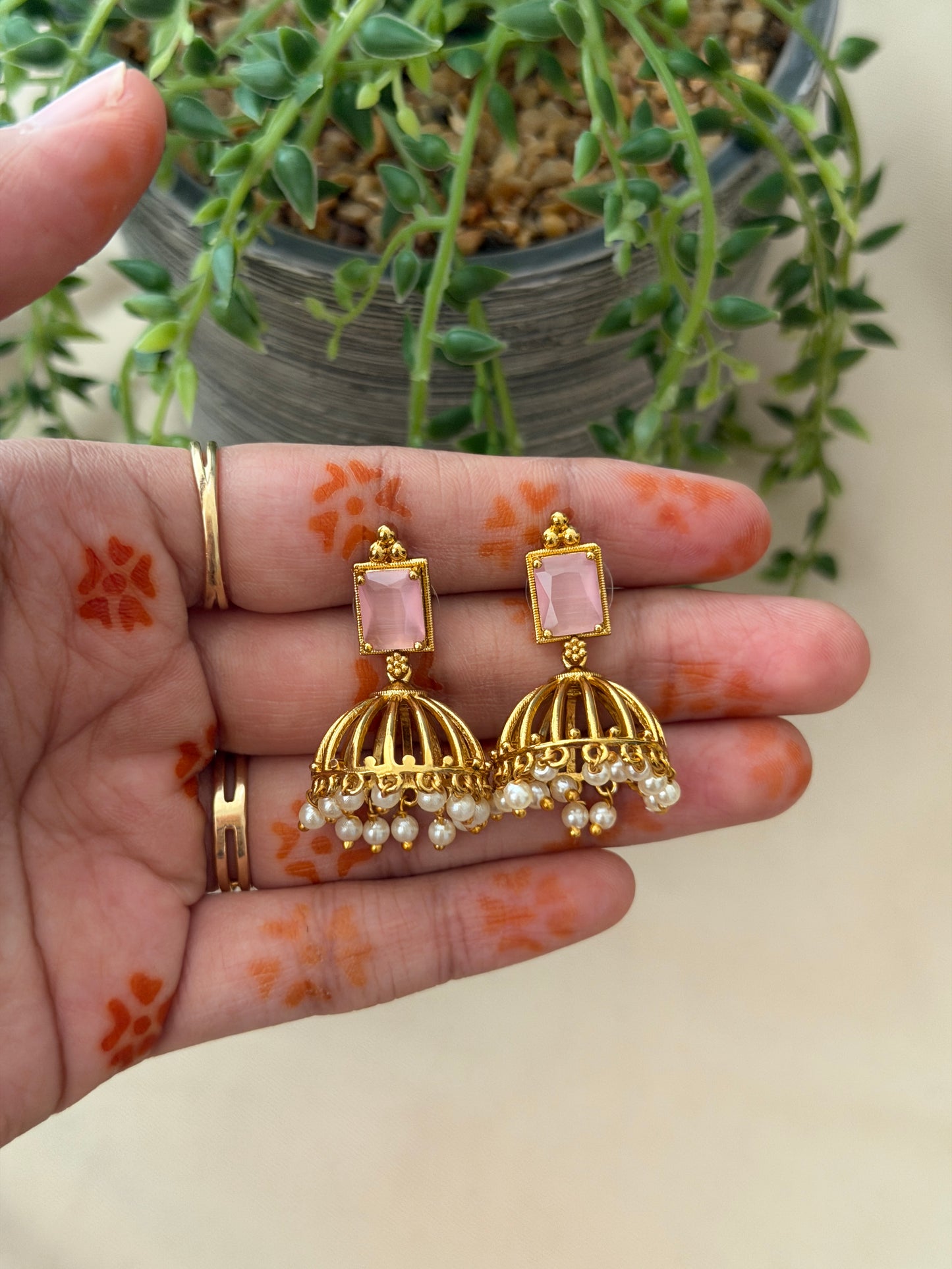 Precious Stone Jhumkas
