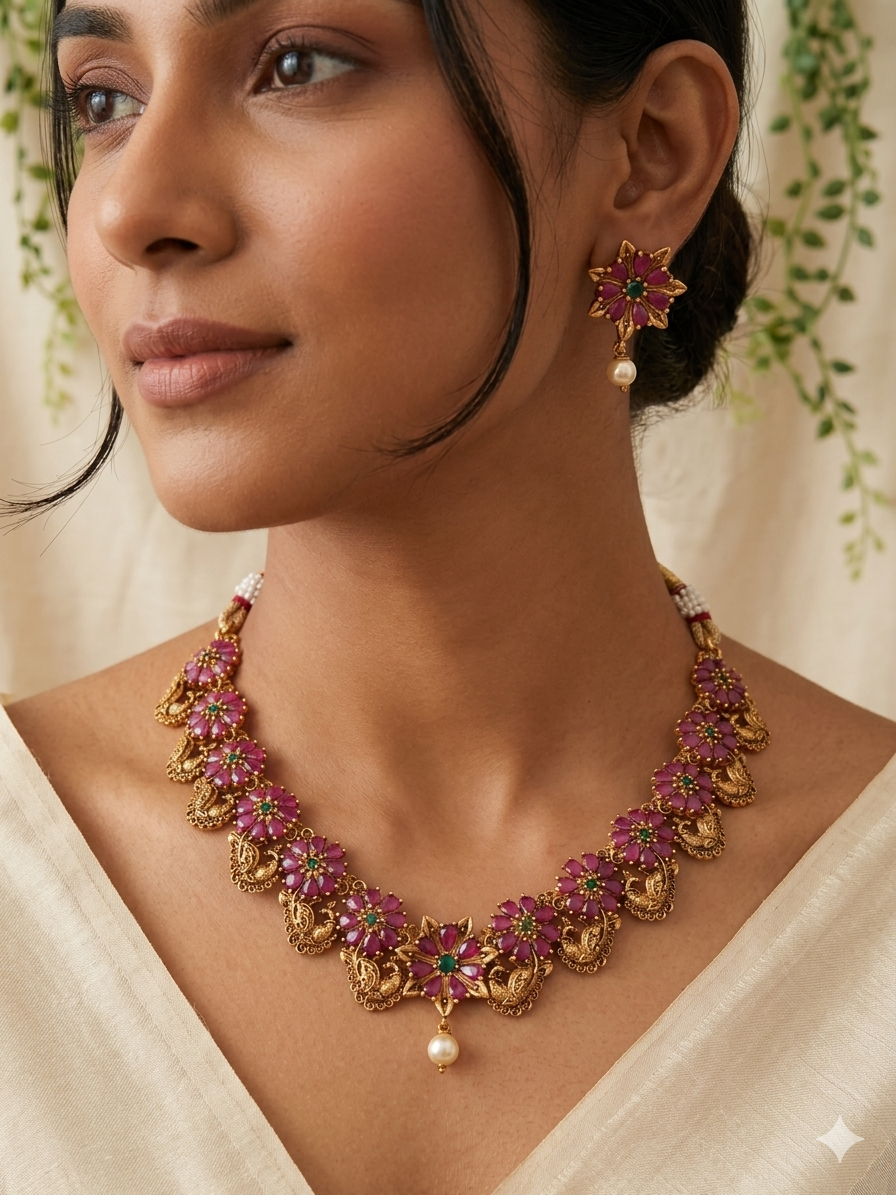 Vasunthara Ruby Necklace set