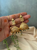 Matte Jhumkas With Crystal Ball Droppings