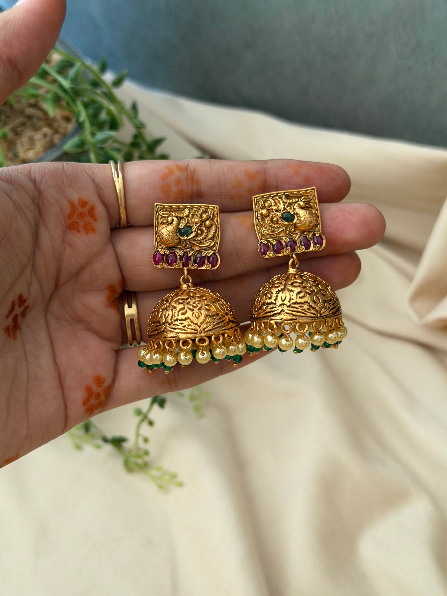 Azura Jadau Square Pendant Jhumka