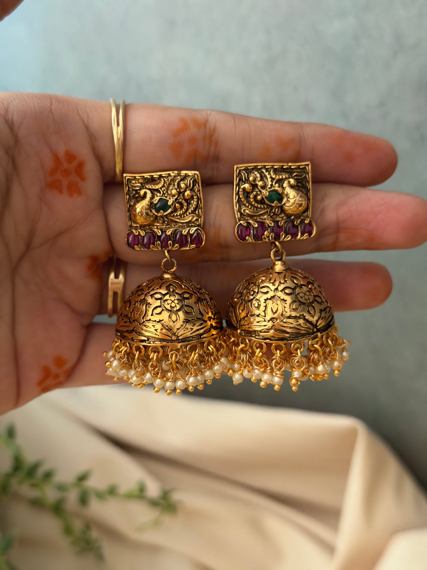 Azura Jadau Square Pendant Jhumka