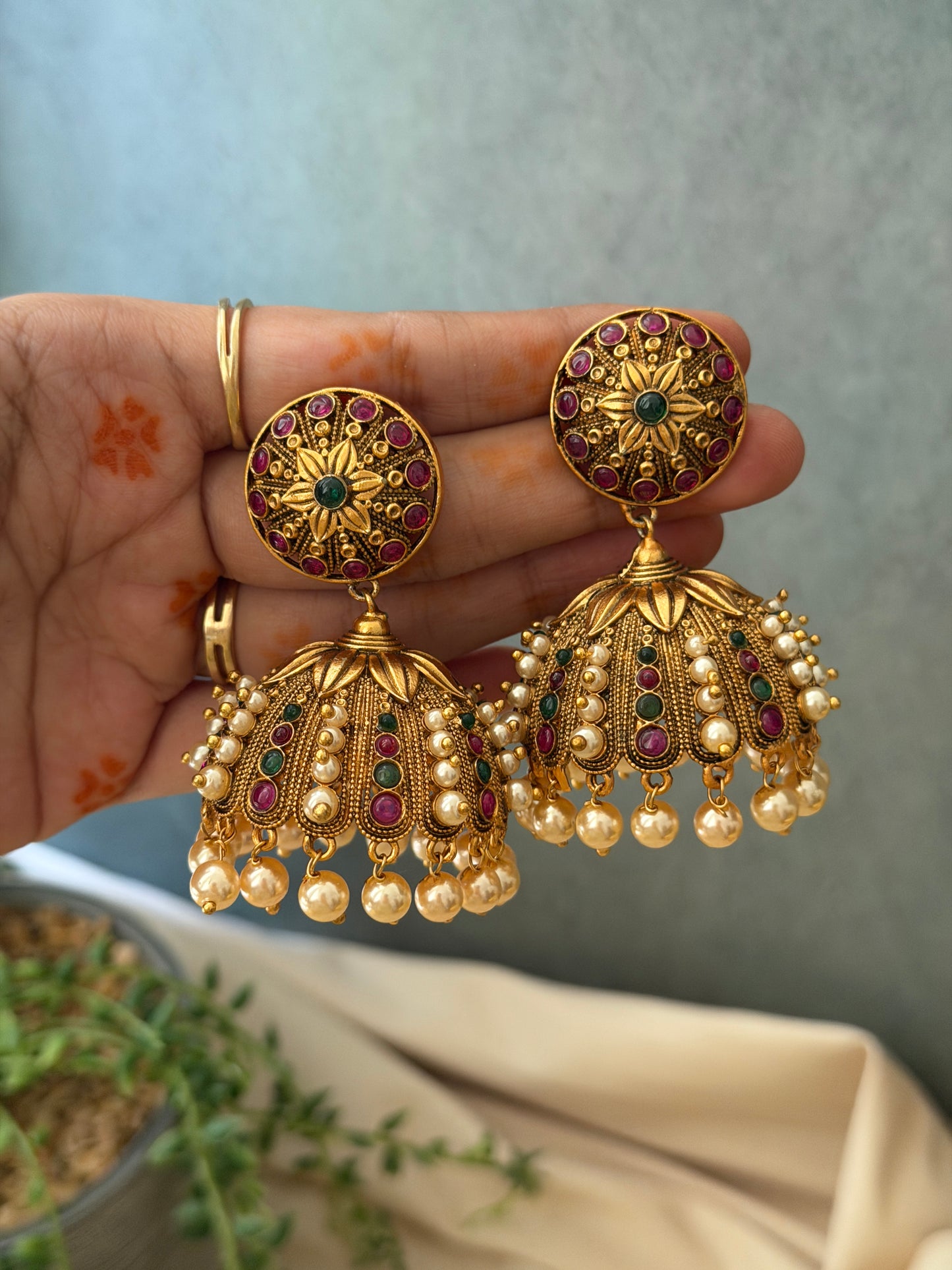 Umbrella Pearl Bridal Jhumkas