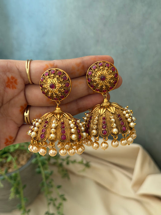 Umbrella Pearl Bridal Jhumkas