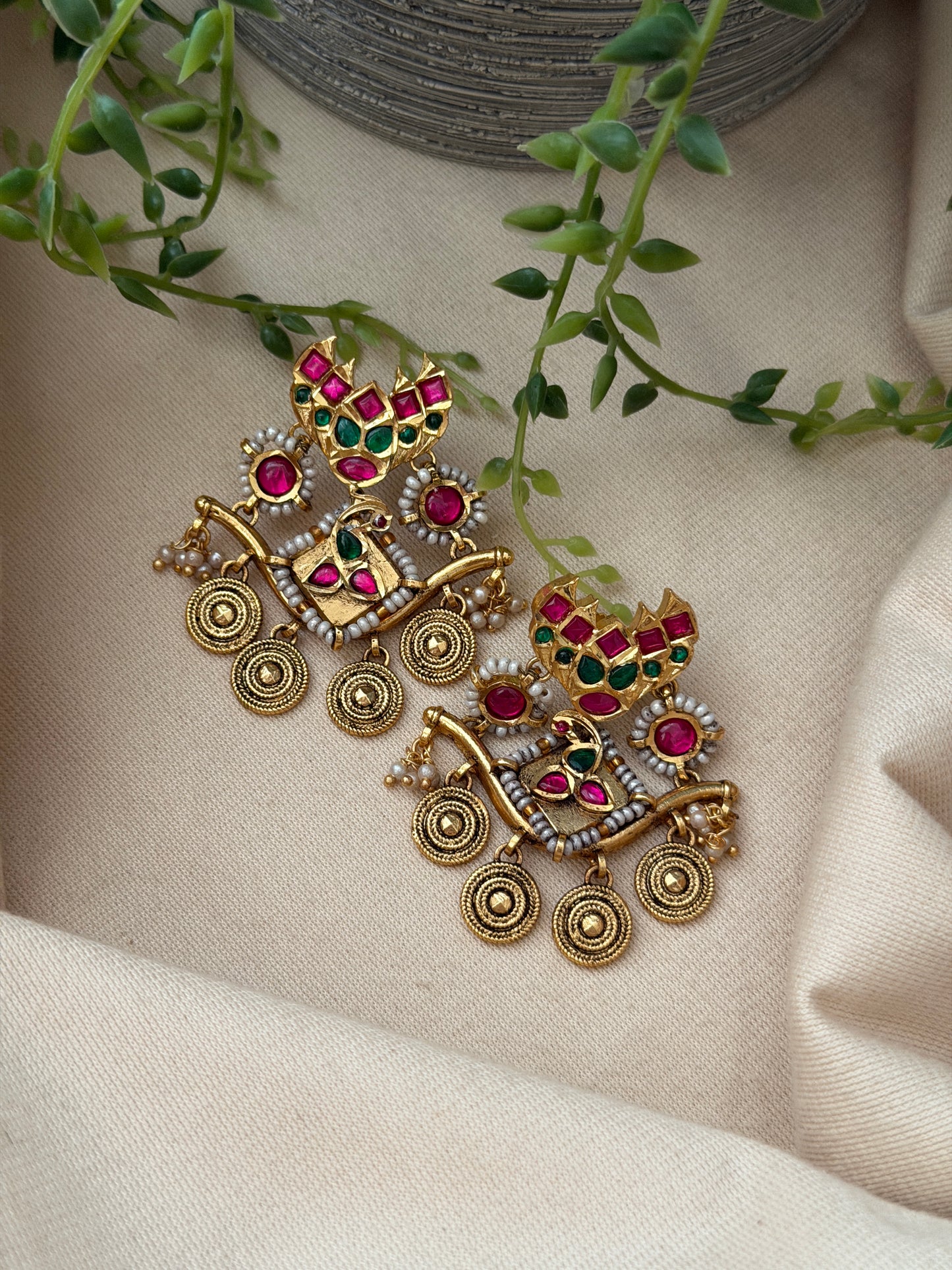 Jadau Pearl chakra Earrings