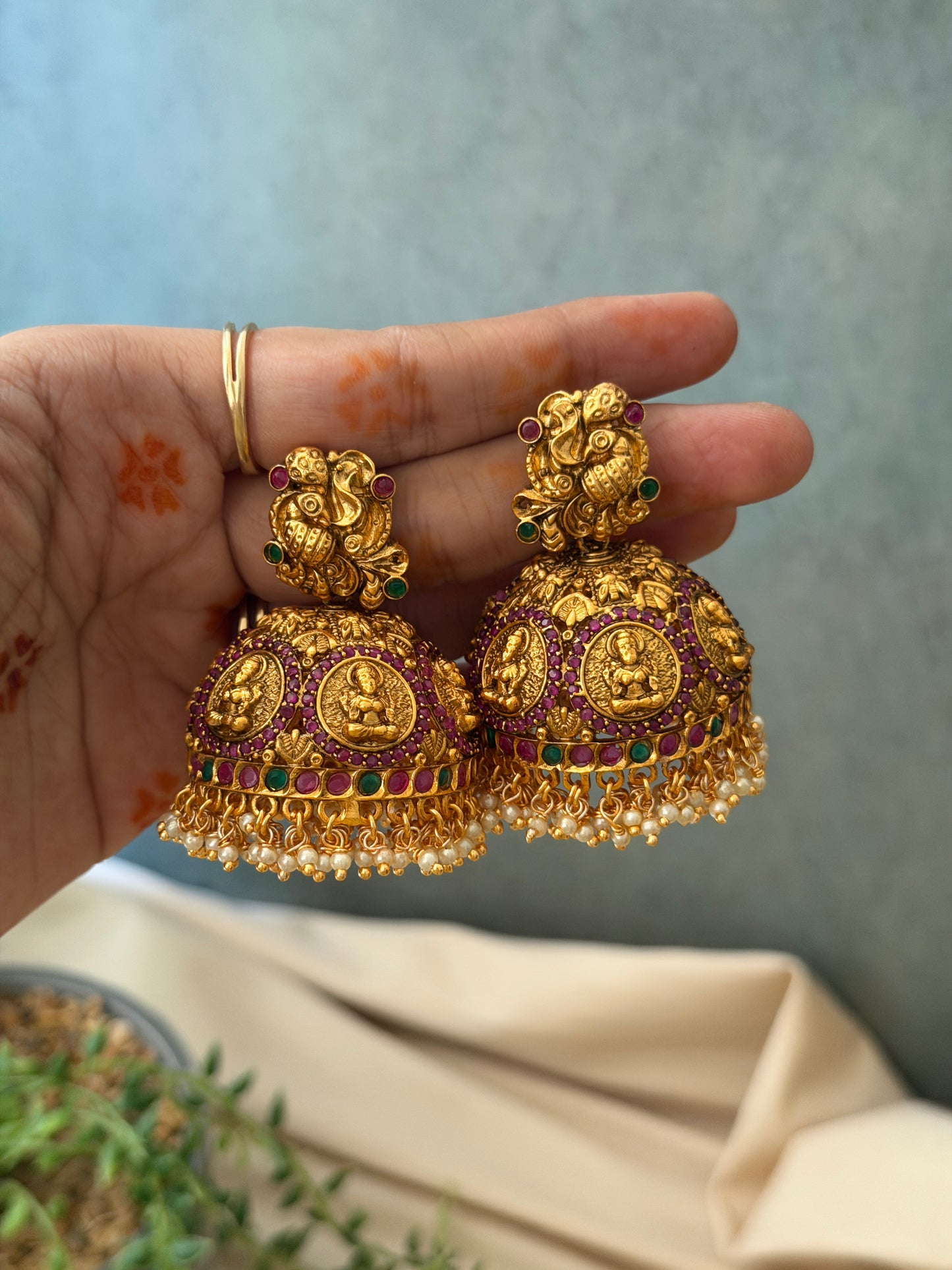 Nakshi Coin Bridal Jhumka