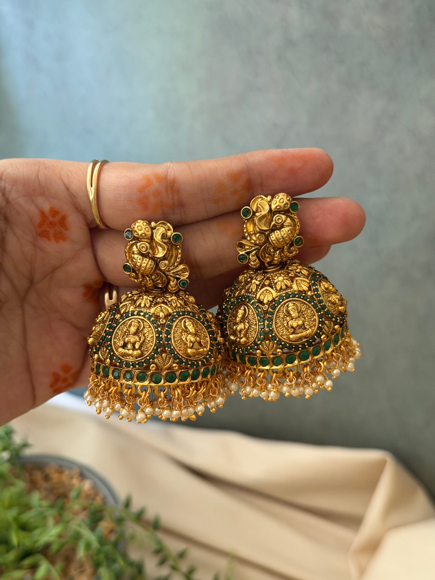 Nakshi Coin Bridal Jhumka