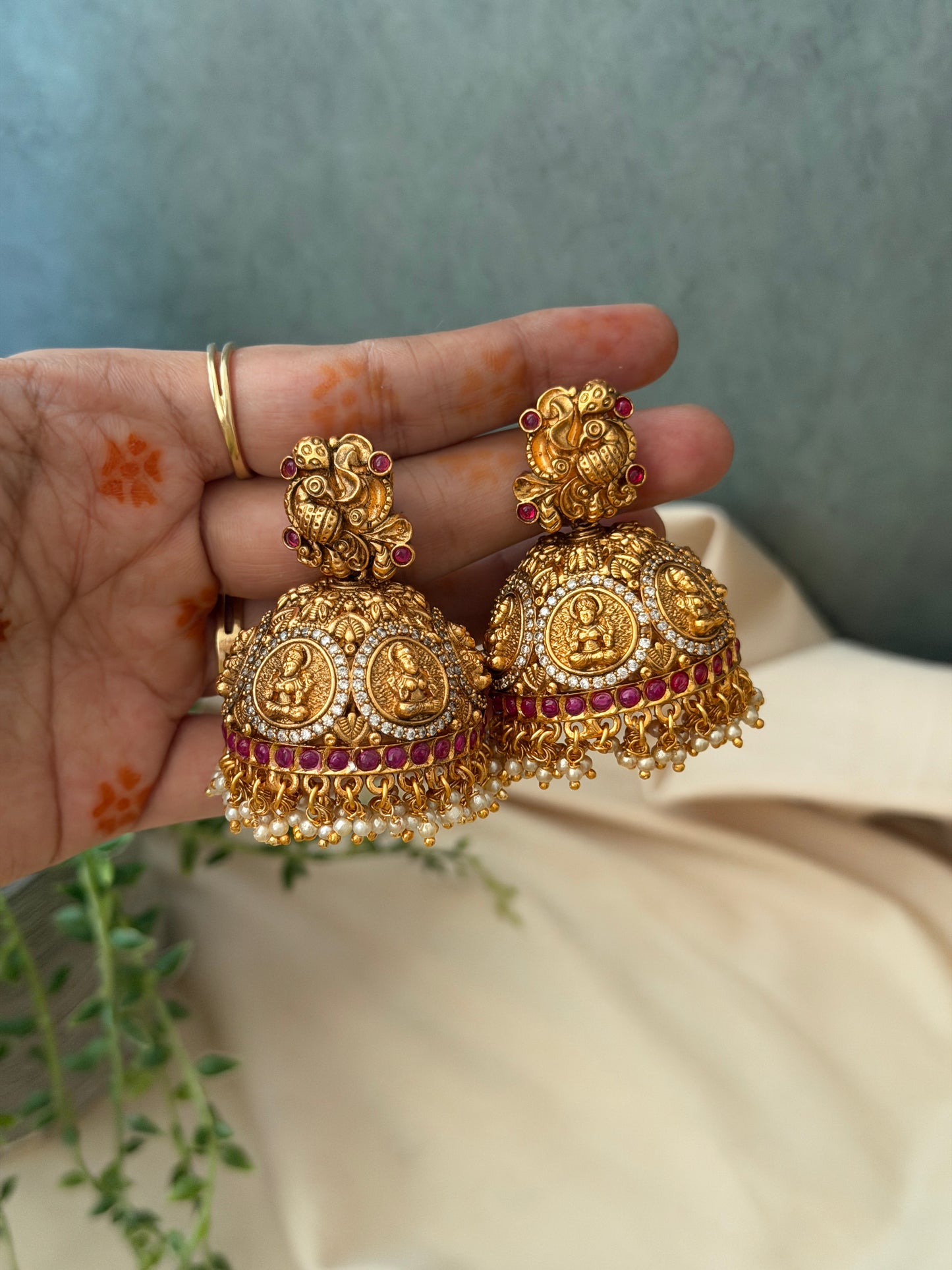 Nakshi Coin Bridal Jhumka