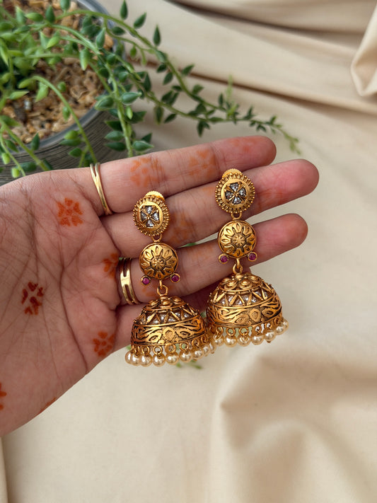 Tri Chakra Antique Jhumkas