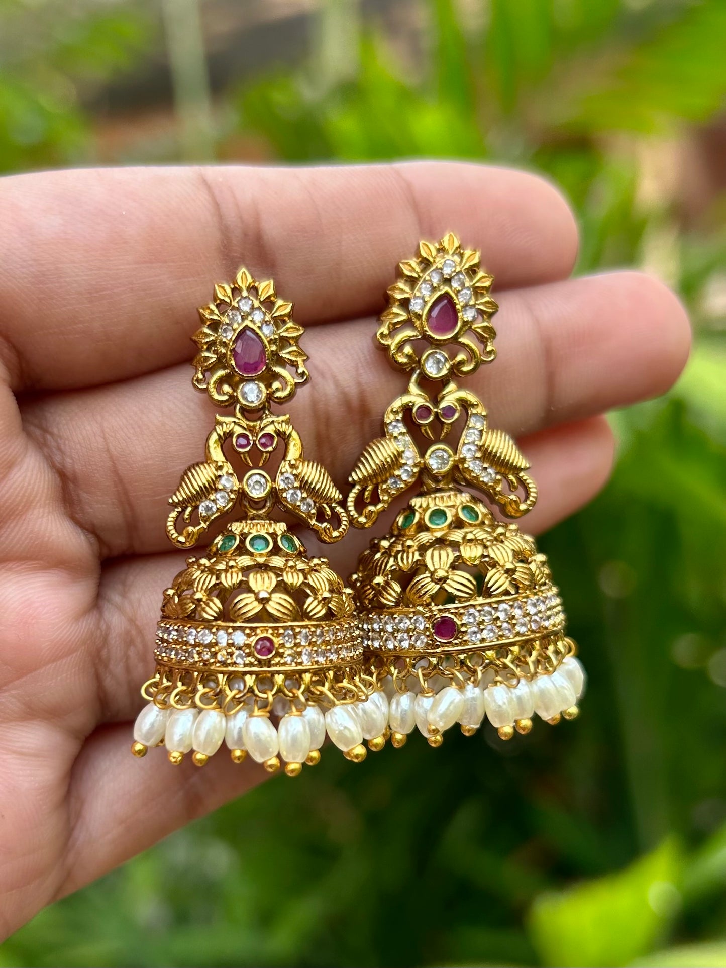 Azura Rice Pearl Jhumkas