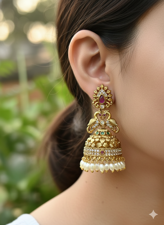 Azura Rice Pearl Jhumkas