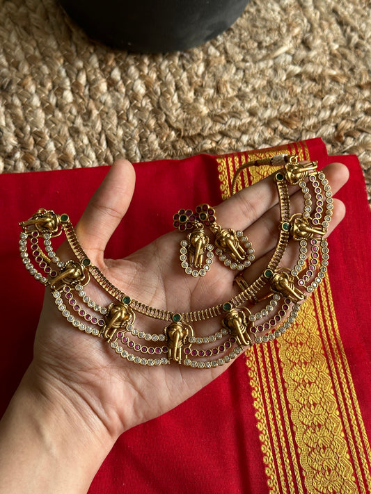 Avaneesh Antique gold necklace