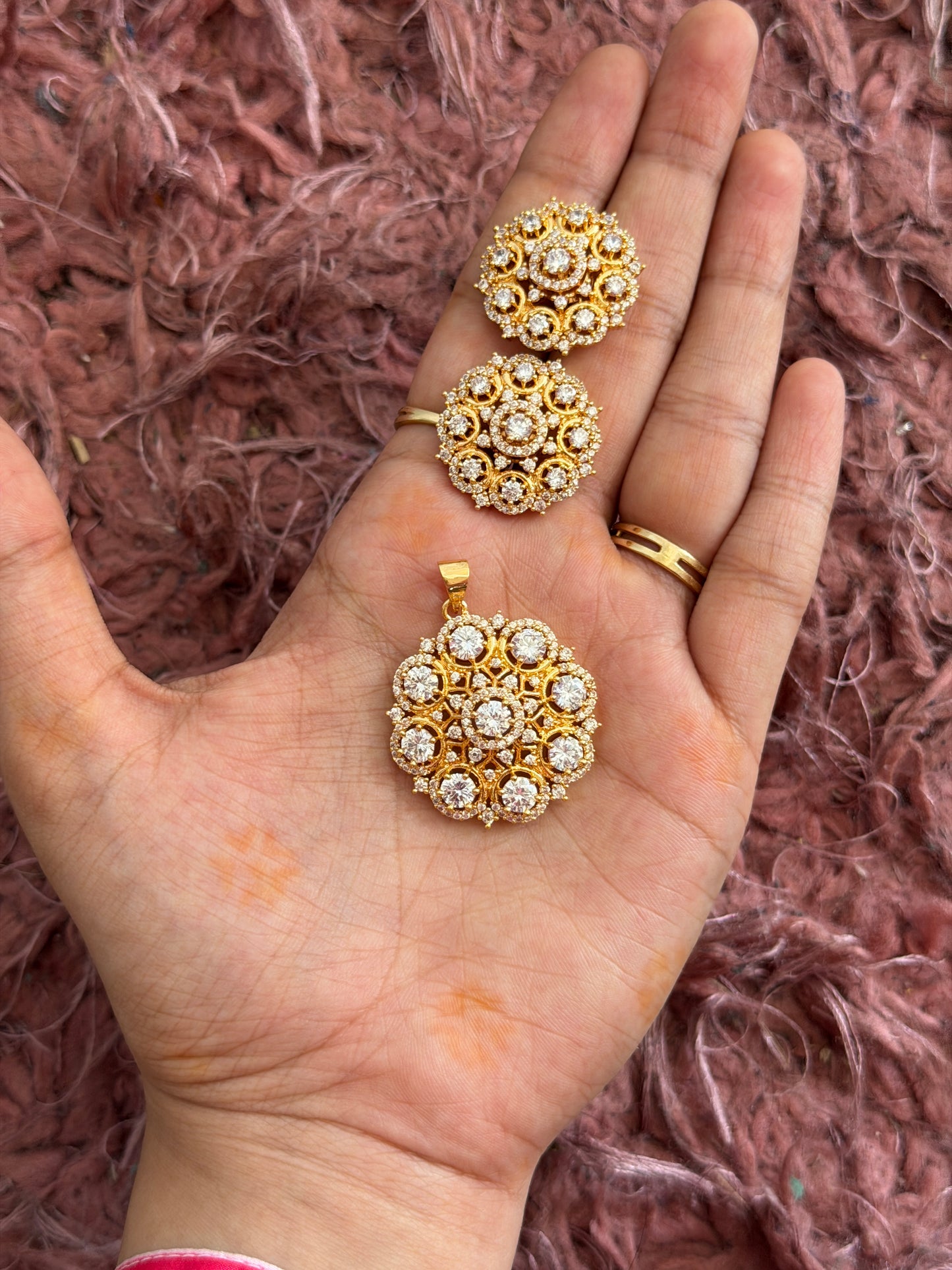 Zayana Stone Locket and studs