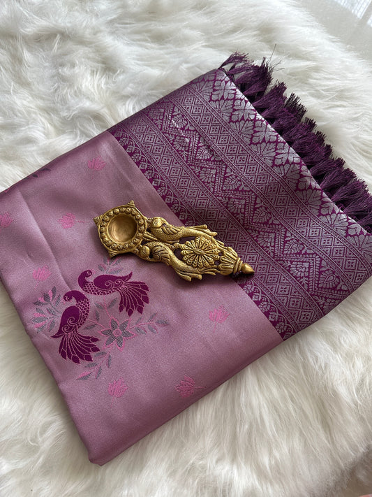 Onion Pink Tissue Silk Saree
