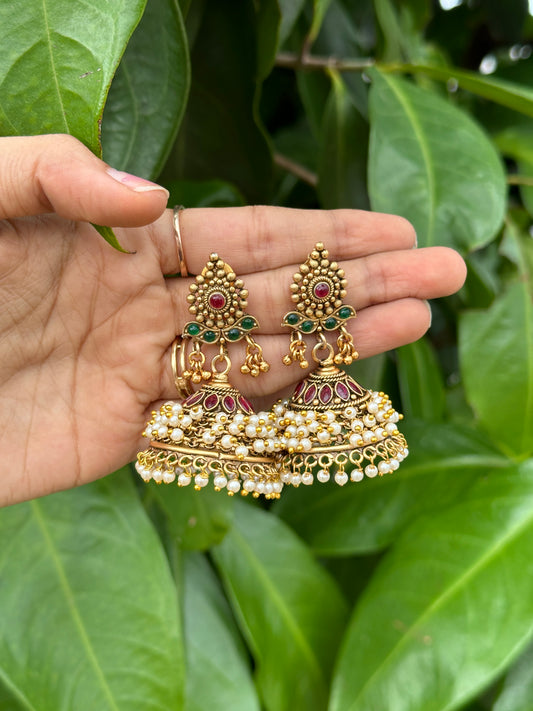 Flora Antique Non Idol Jhumka