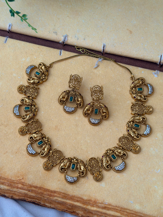Dual Ganesha Chaandbali Necklace