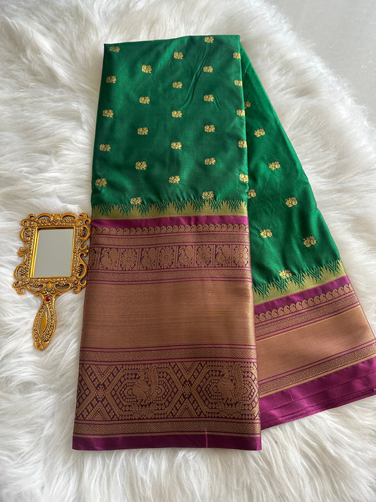 Emerald Green Semi Kanchivaram Pattu