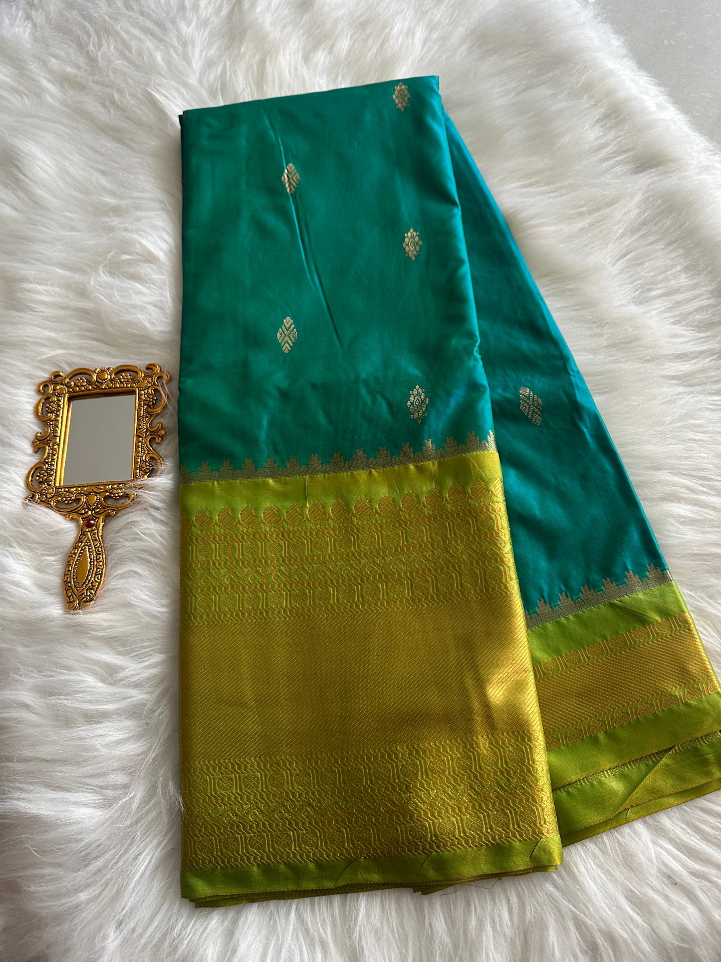 Marina Blue Semi Kanchivaram Pattu