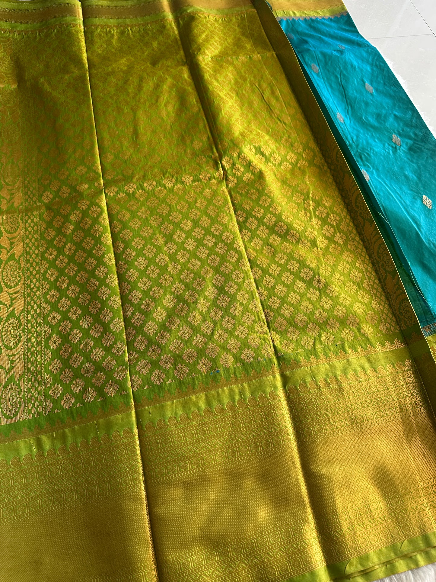 Marina Blue Semi Kanchivaram Pattu