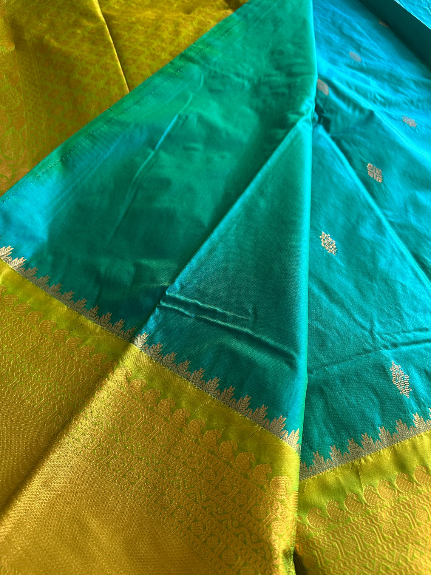 Marina Blue Semi Kanchivaram Pattu