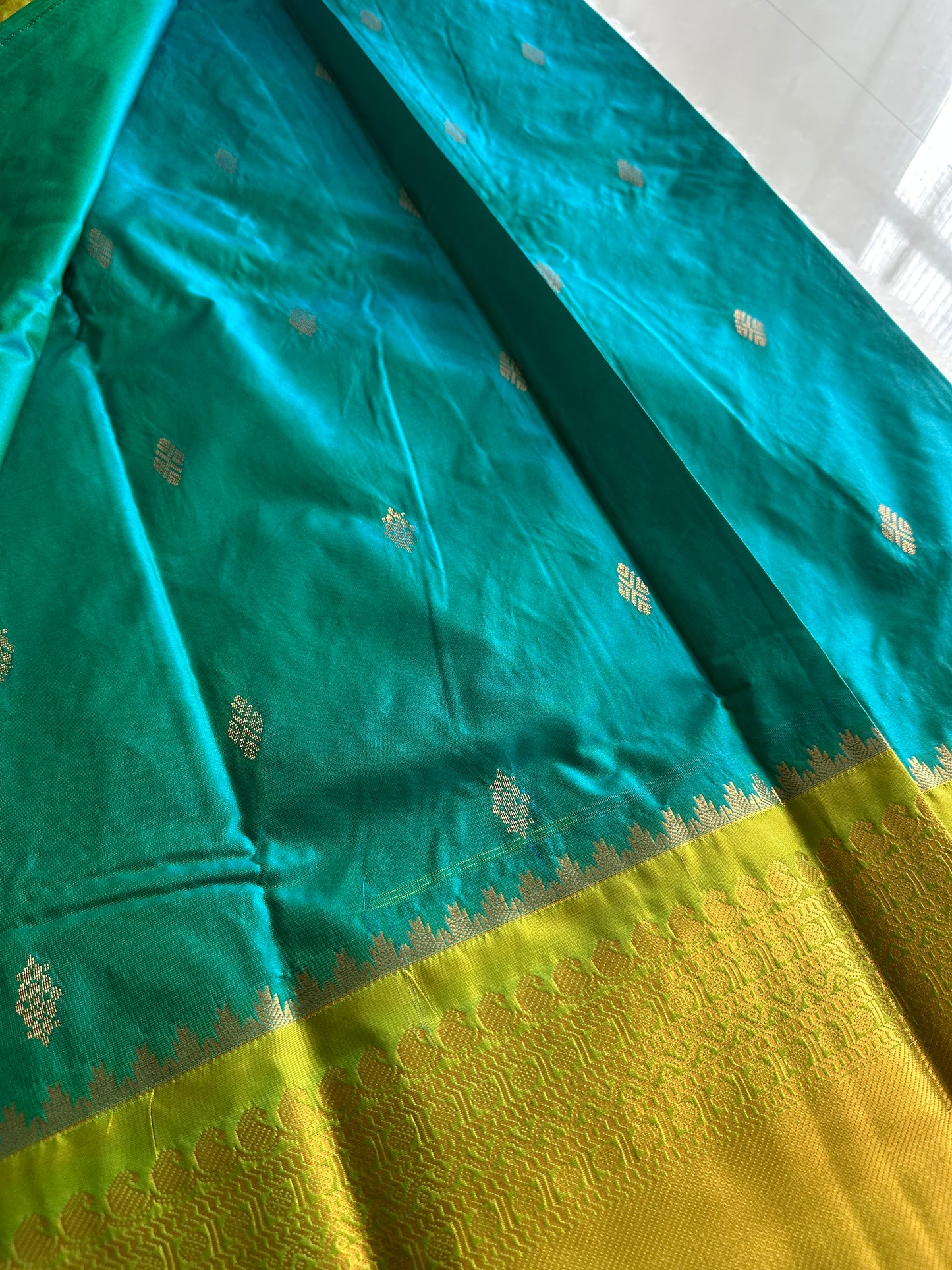 Marina Blue Semi Kanchivaram Pattu
