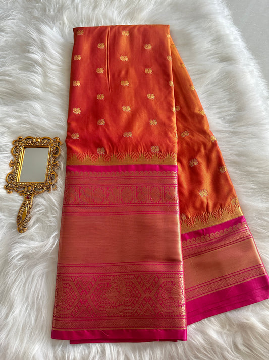 Miranda Orange Semi Kanchivaram Pattu