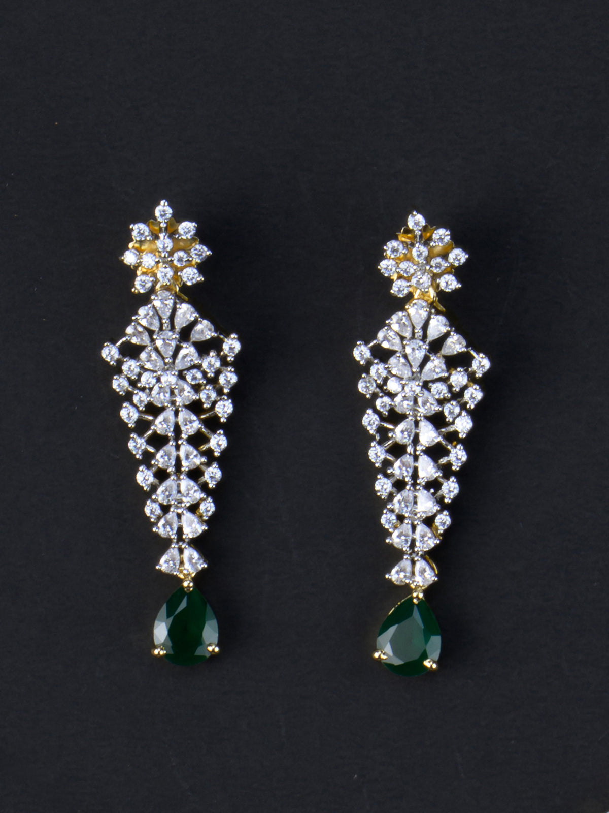 Vallika AD Necklace Set - Green earrings