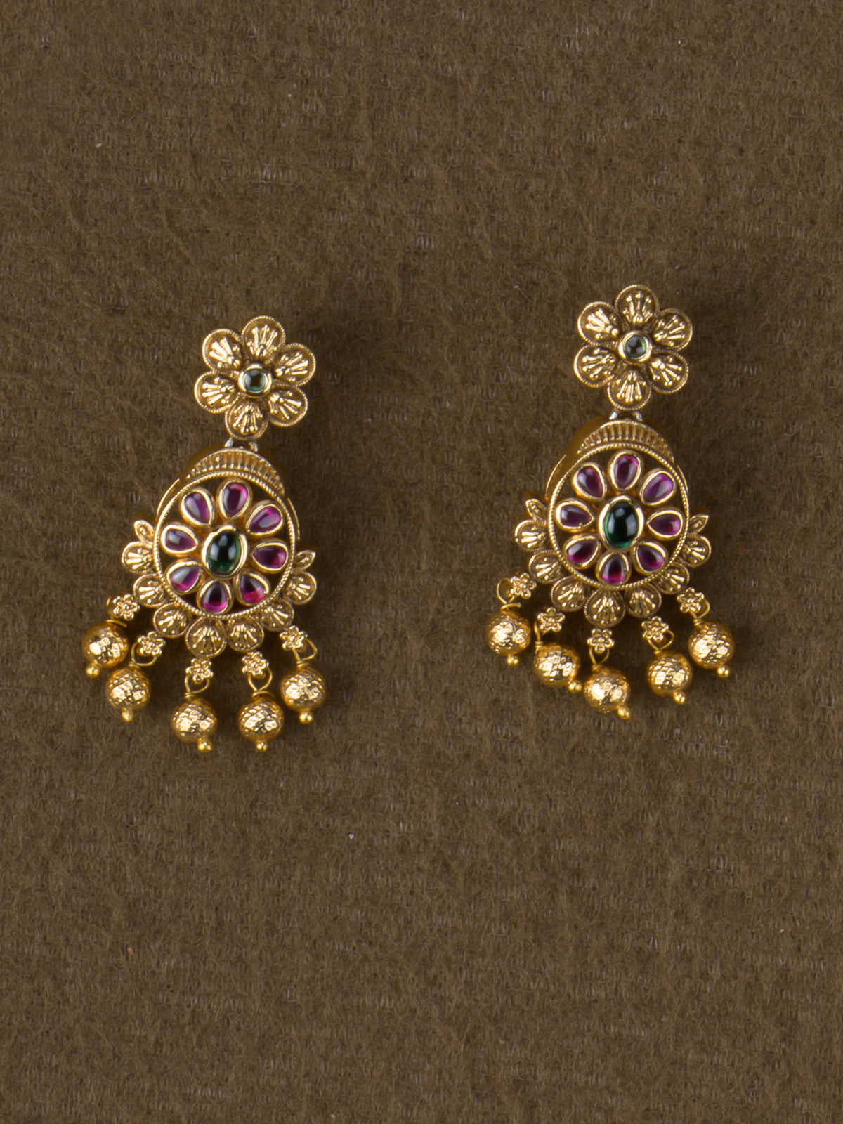 Matching ruby kemp floral drop earrings