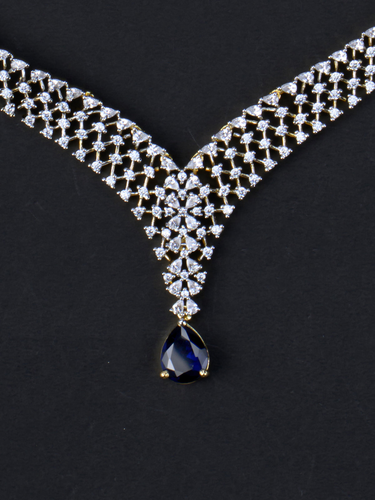 Vallika AD Necklace Set - Blue necklace close-up