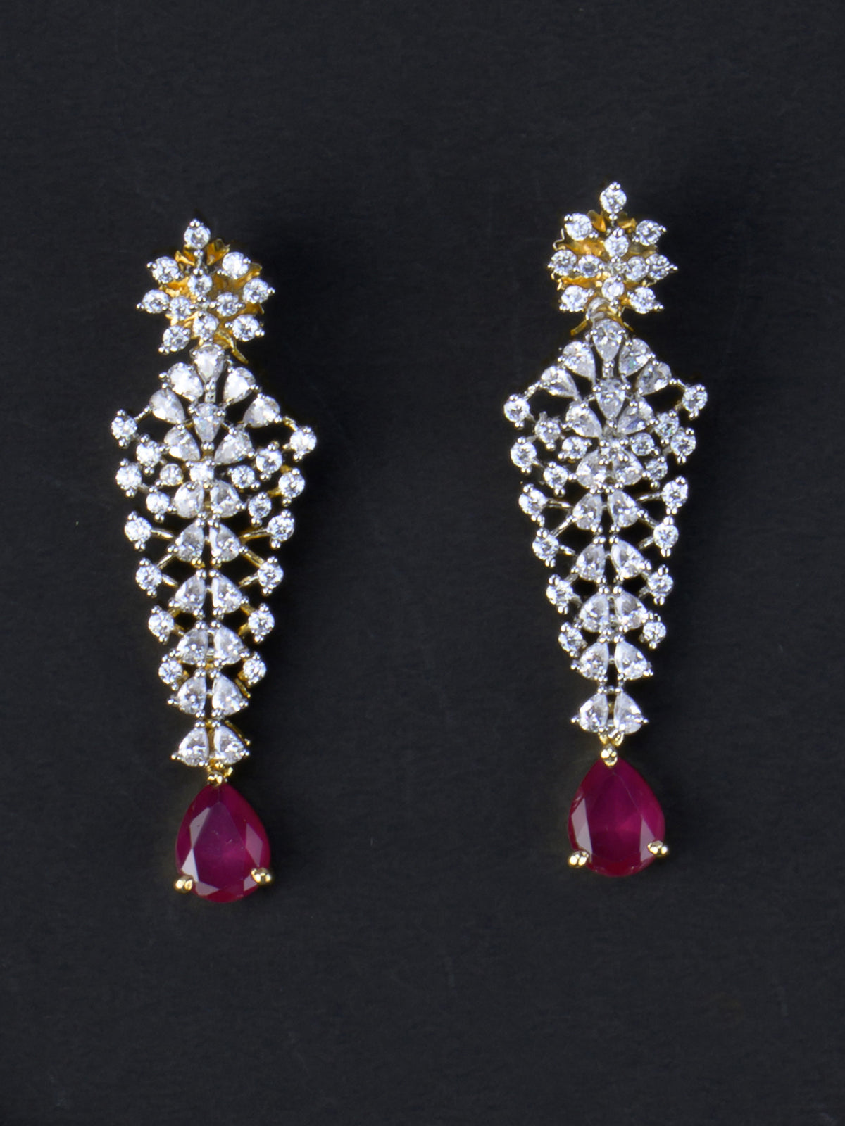 Vallika AD Necklace Set - Red earrings
