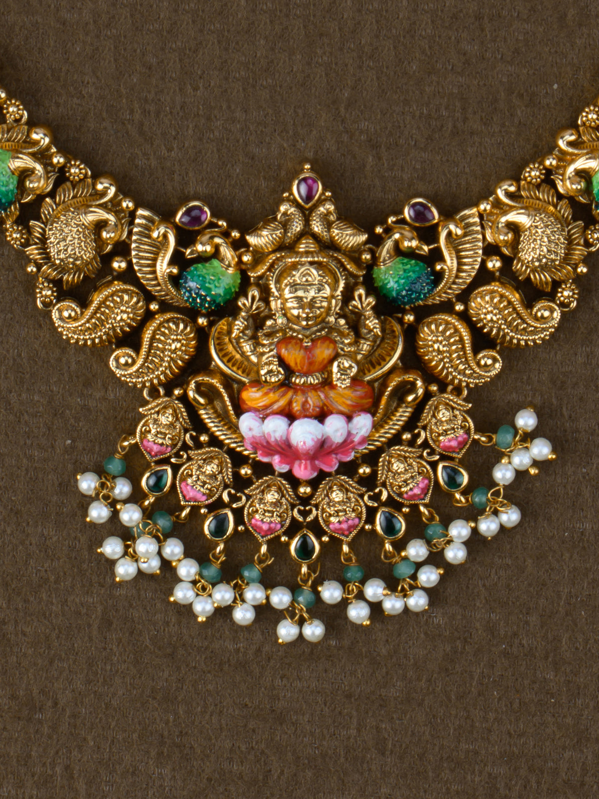 Lakshmi meenakari pendant close-up