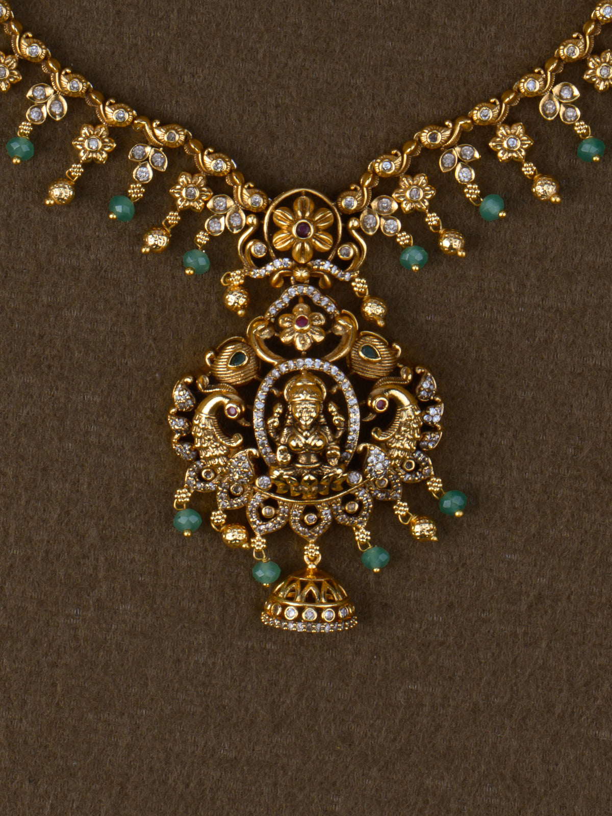 Saubhagya Lakshmi Temple Necklace Set - necklace close-up