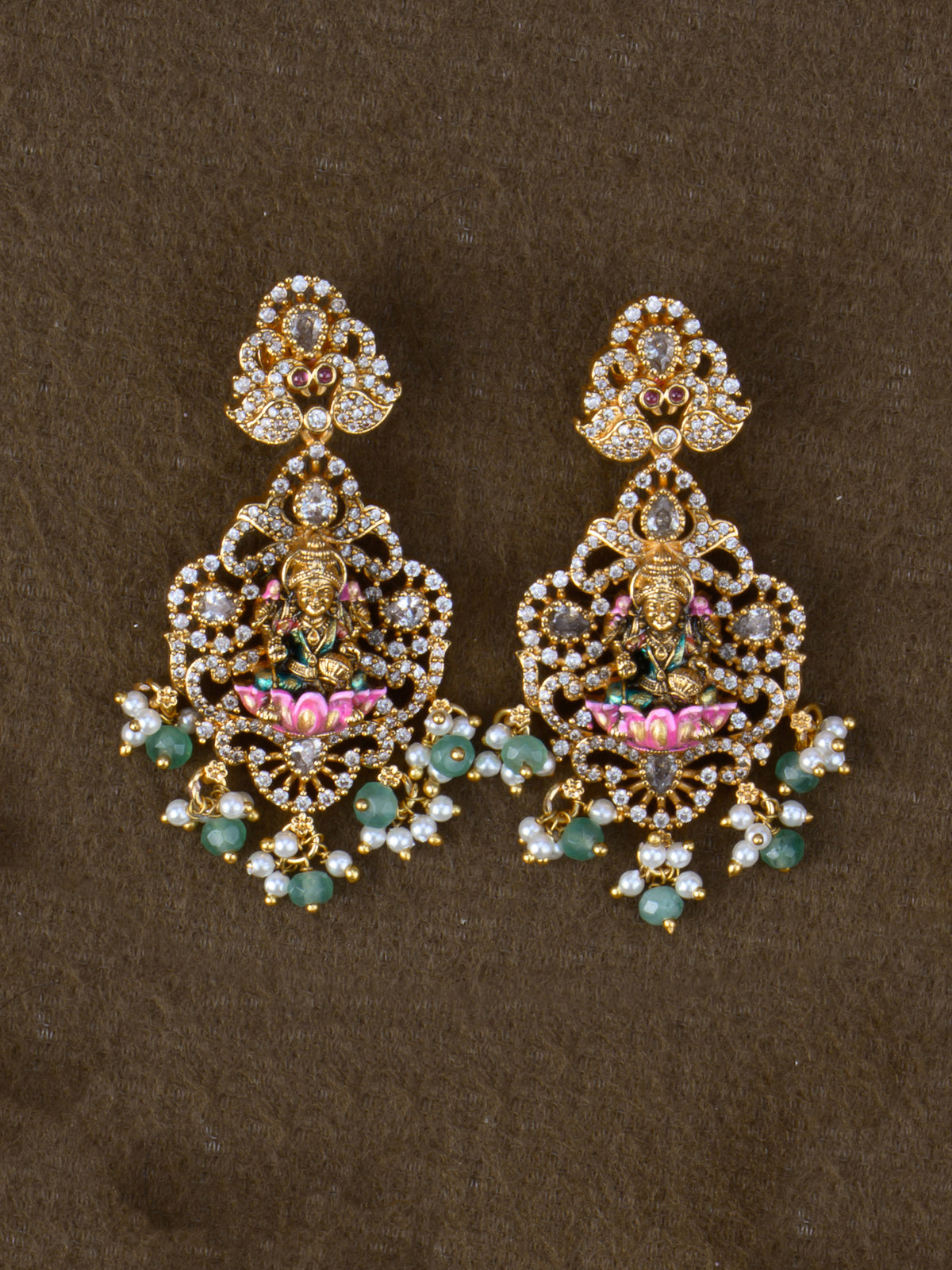Matching Lakshmi earrings - Green