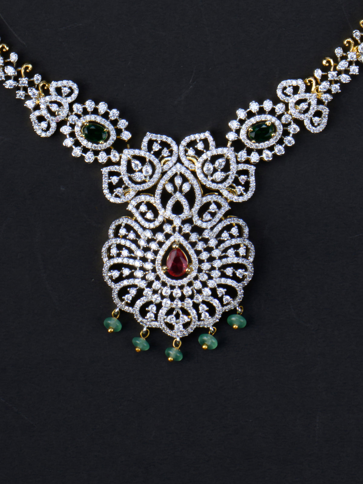 Vaijayanti AD Long Necklace Set - pendant close-up