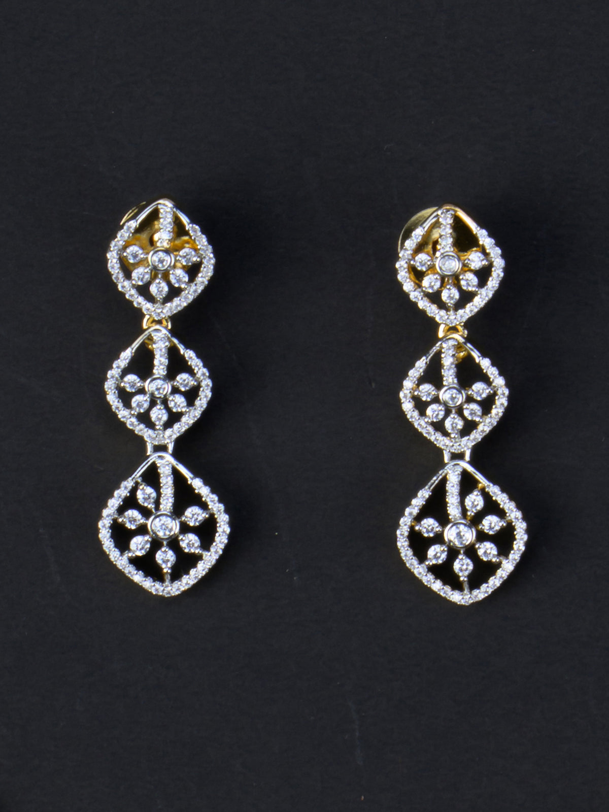 Kusumika AD Necklace Set - Gold Polish earrings