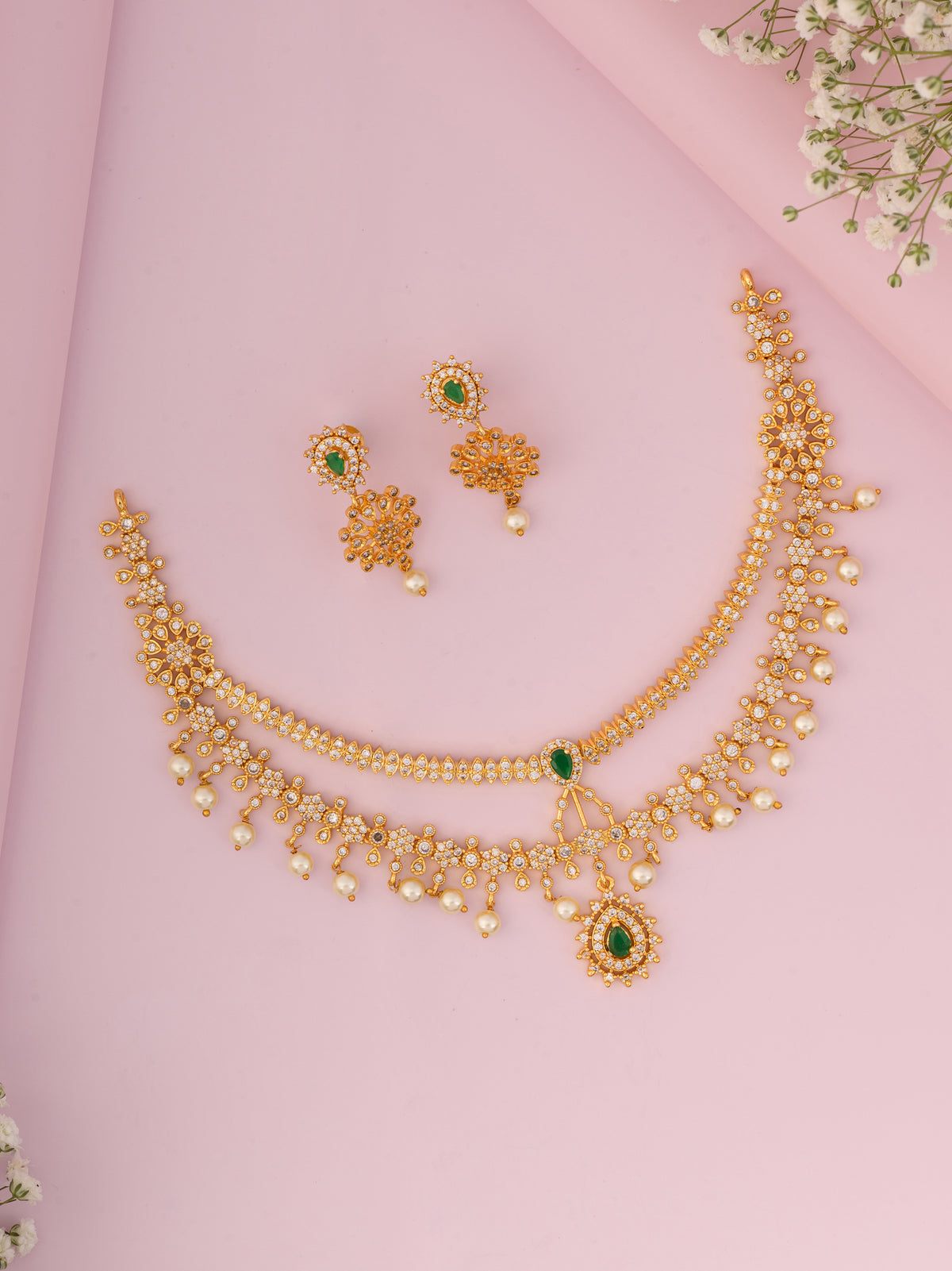 Saanvi Double Layer AD Necklace