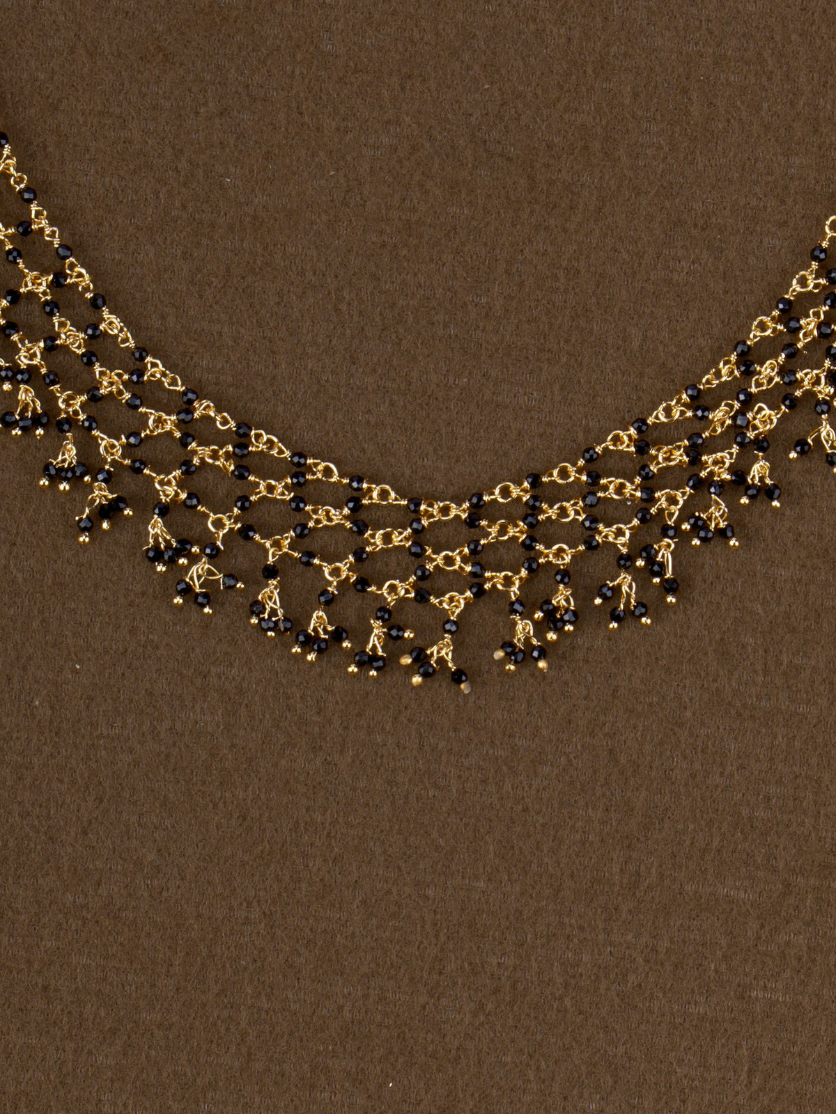 Jaali Beaded Mesh Necklace - Black close-up