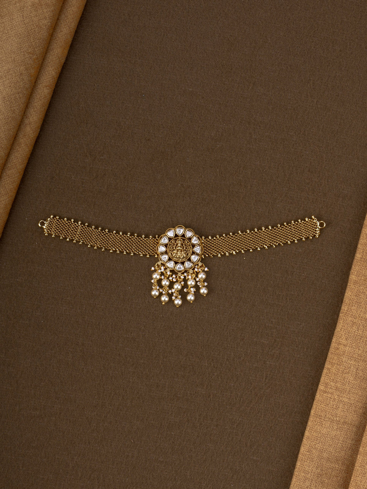 Lakshmi Kundan Mesh Choker - Pearl