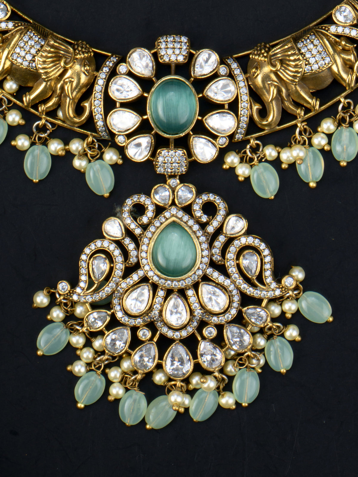 Gajavi Elephant Victorian Necklace pendant close-up