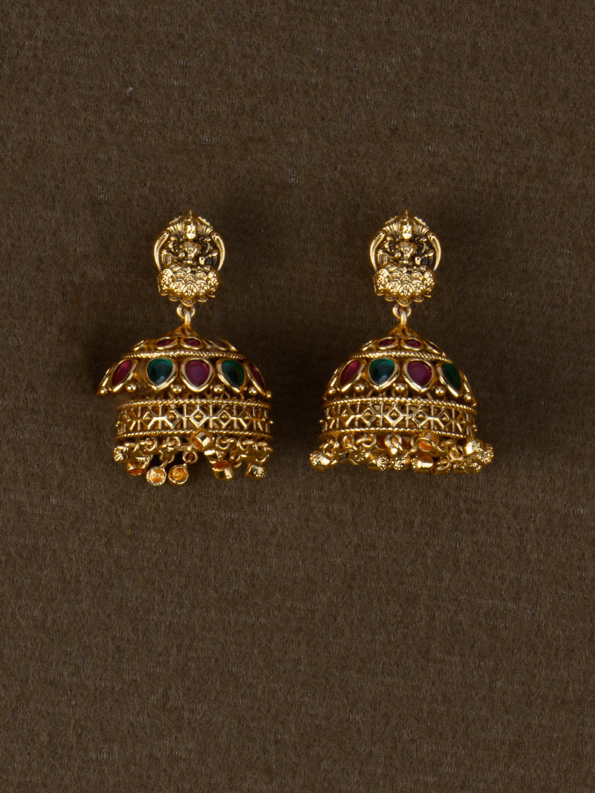 Devalaya Lakshmi Temple Haaram Set - jhumkas