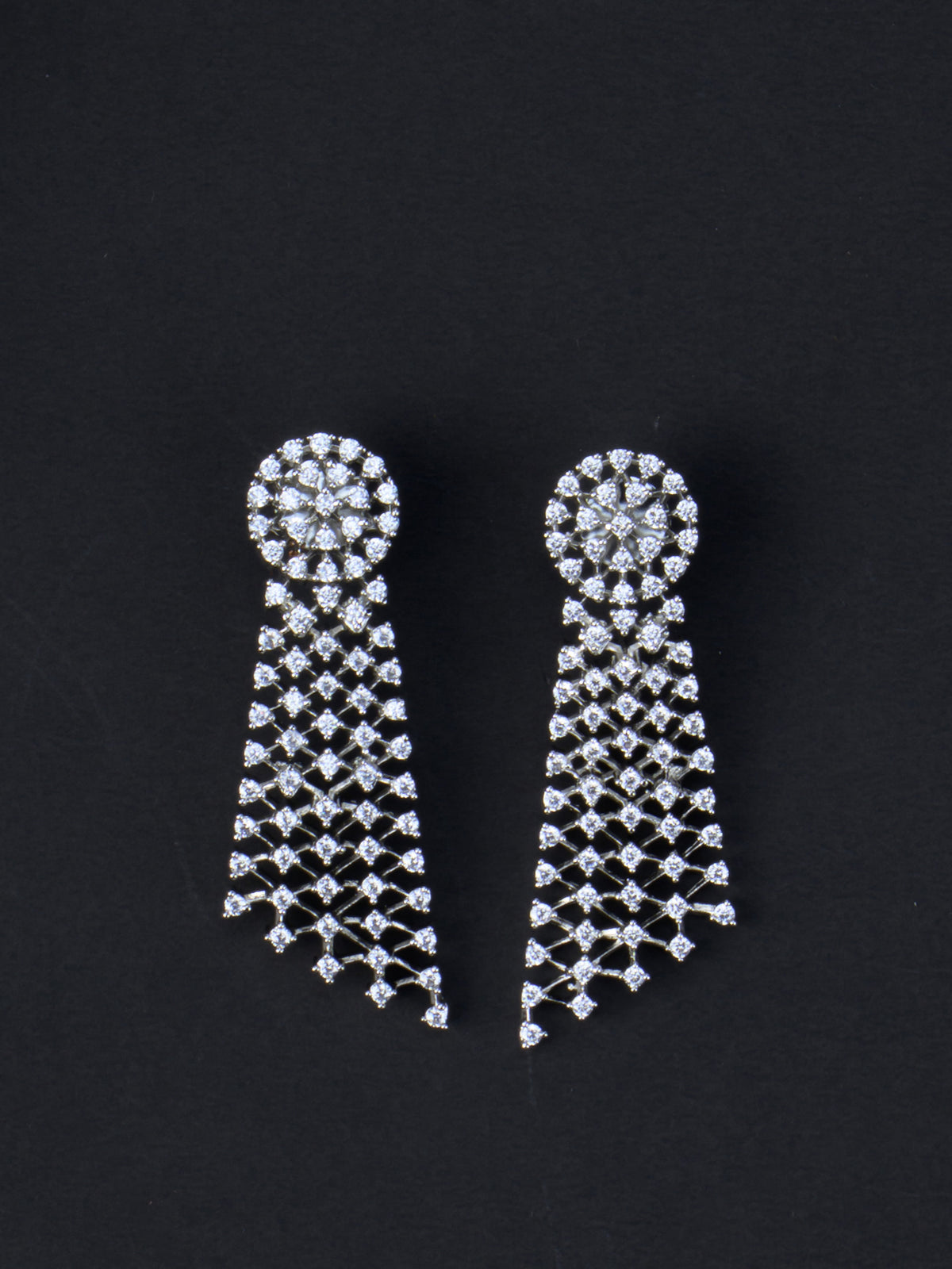Jaalika AD Necklace Set - Silver Polish earrings