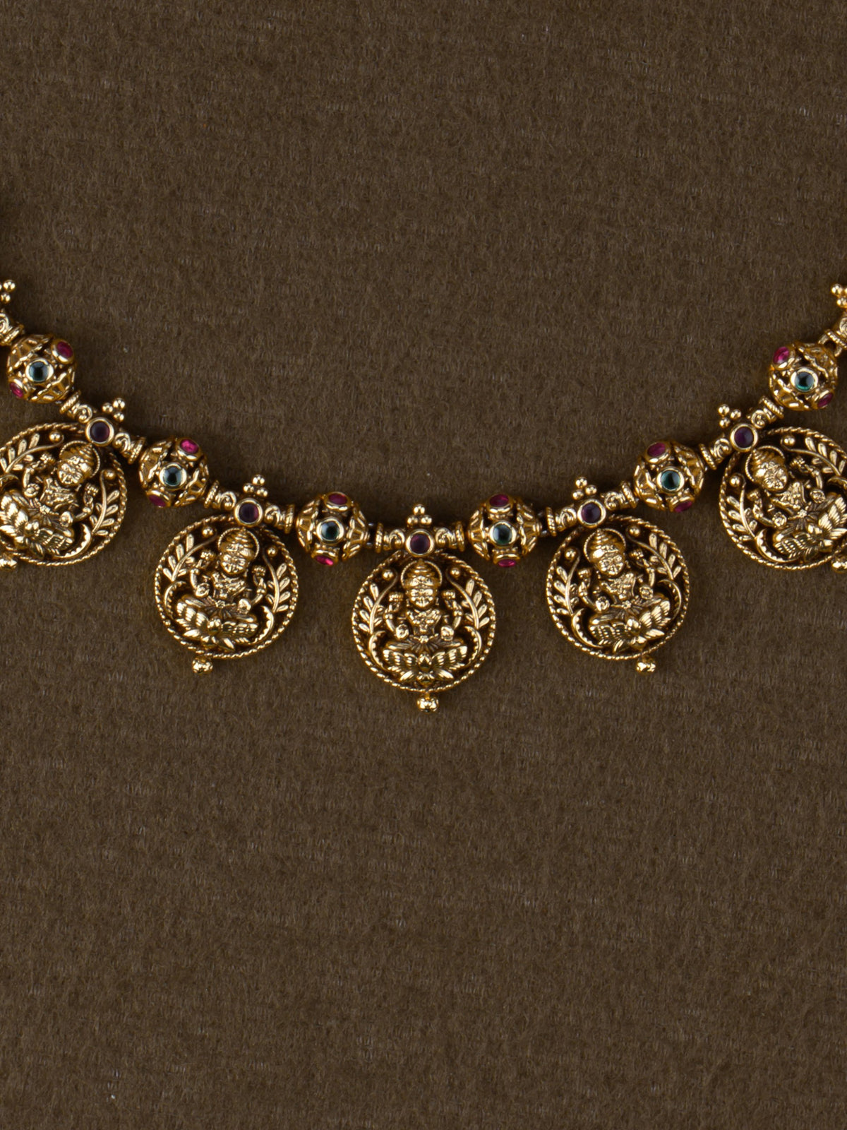 Swarnamudra Lakshmi Temple Necklace Set - necklace close-up