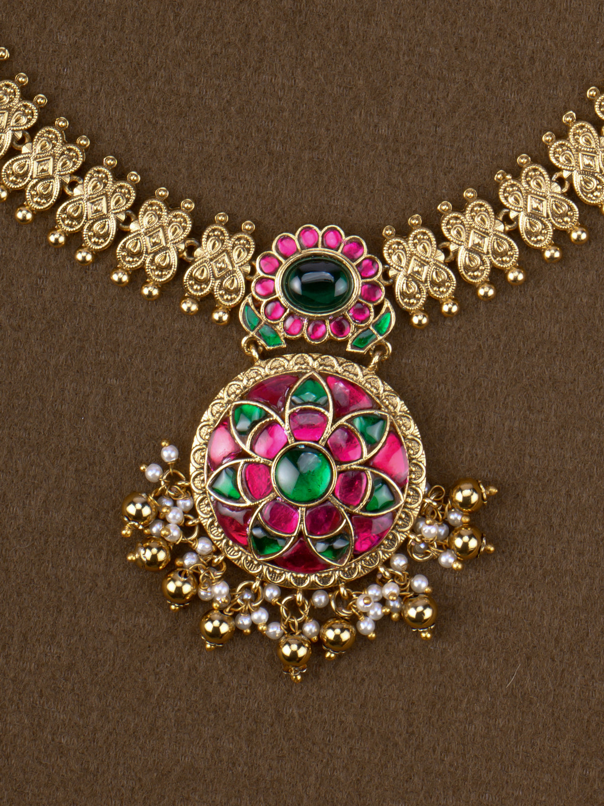 Padmini Kemp Lotus Haaram pendant close-up