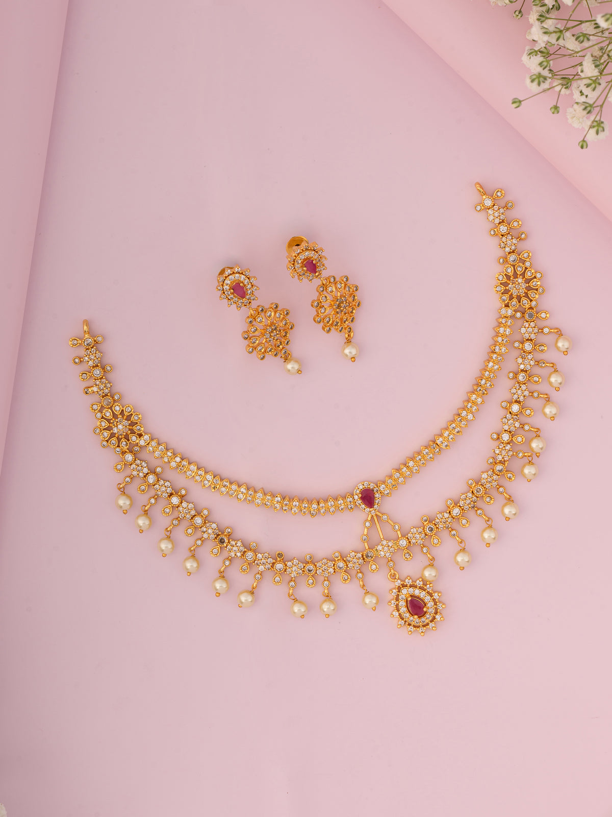 Saanvi Double Layer AD Necklace