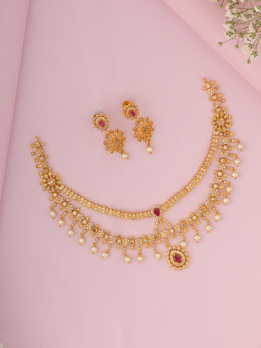 Saanvi Double Layer AD Necklace